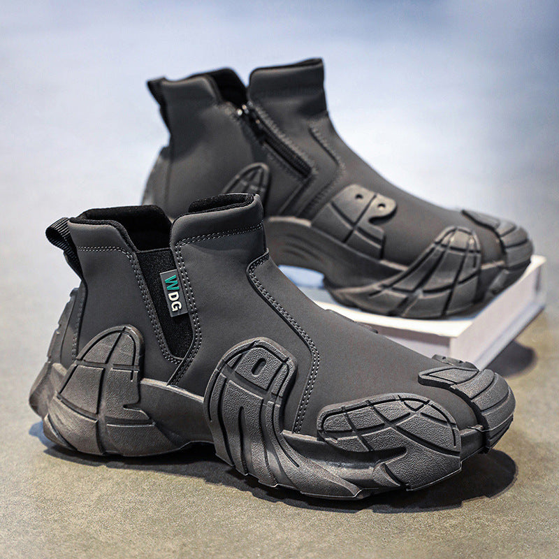 Men's waterproof and anti slip labor protection Martin boots with plush cotton shoes